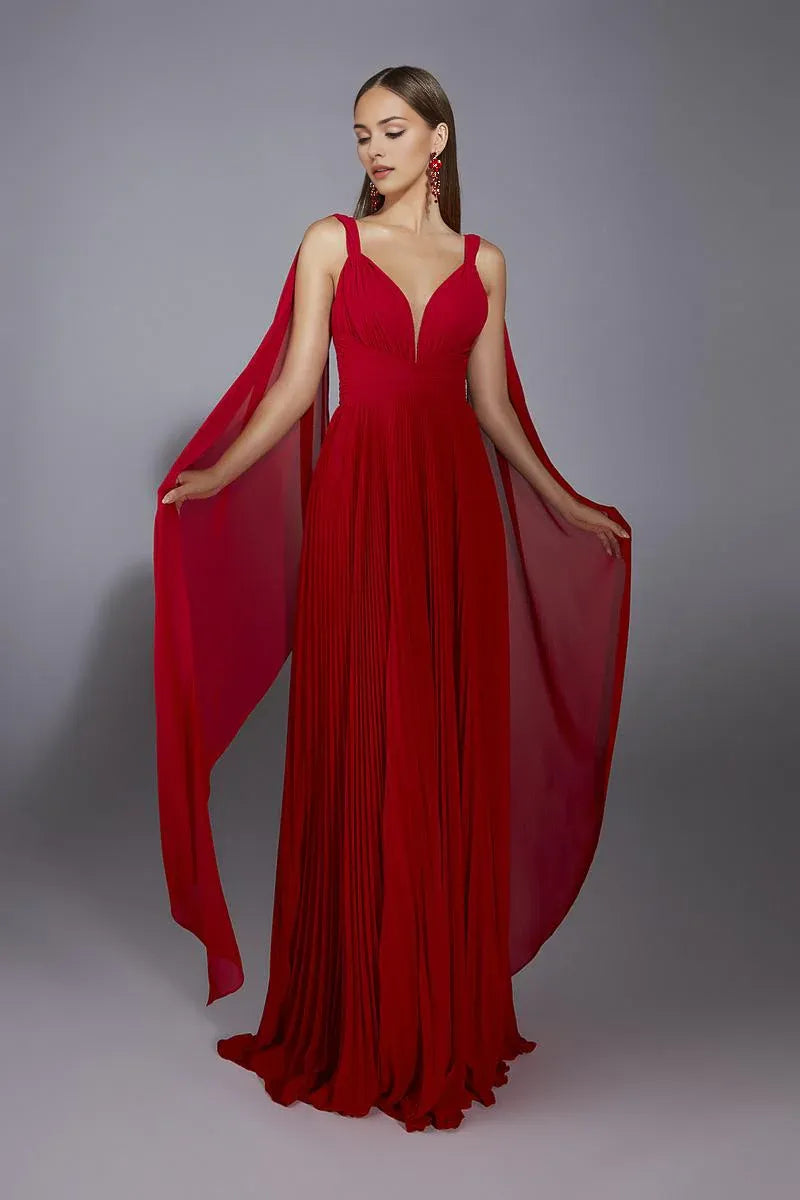 Robe Weitese élégante à bretelles larges, robe de soirée trapèze, robe de bal sans manches, plissée, dos en V